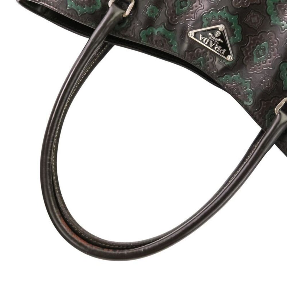 Prada Arabesque Embossed Triangle Logo Plate Tote… - image 6